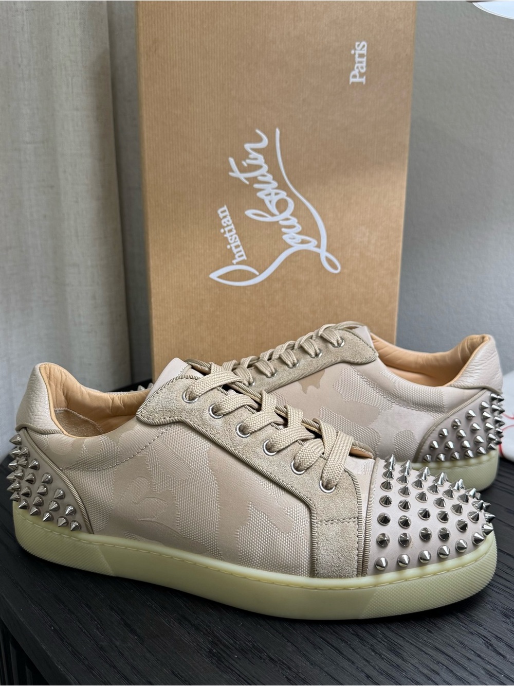 Christian Louboutin Seavaste 2 Orlato Spikes Sneakers Tan 42
